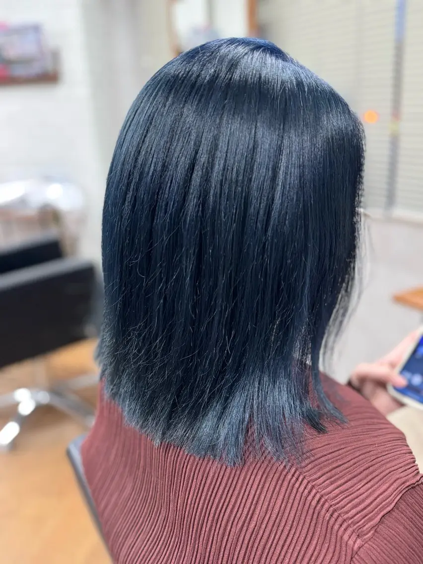 ミディアム カラー ブルーカラー カット ヘアカラー ✨ハイトーン カラー福岡拓也✨のヘアスタイル