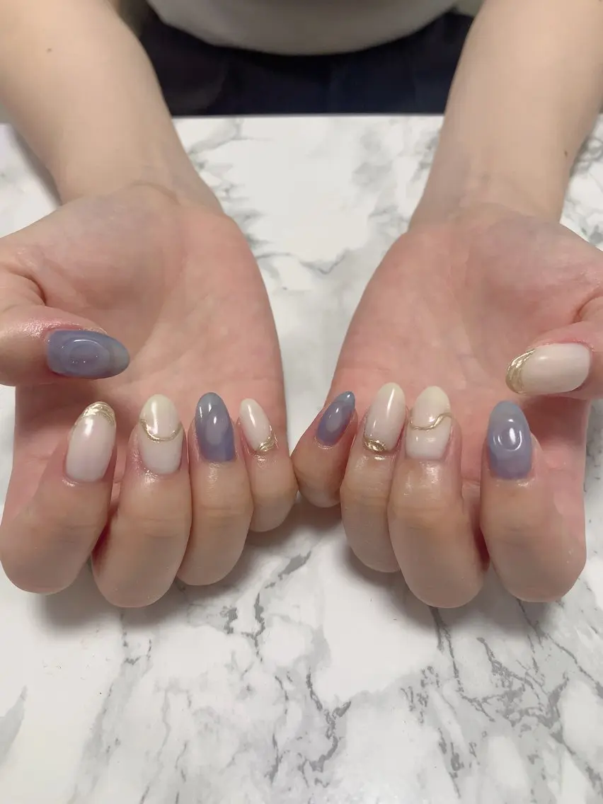ネイル はな💎ネイル ワンホン、長さ出しのネイルデザイン