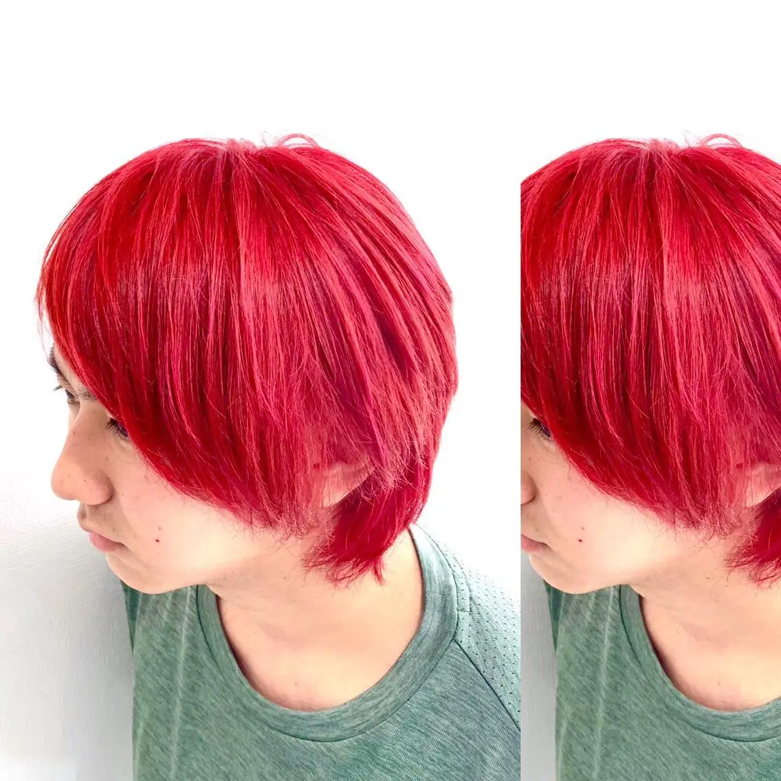 セミロング カラー JuNブリーチに 縮毛矯正するプロのヘアスタイル