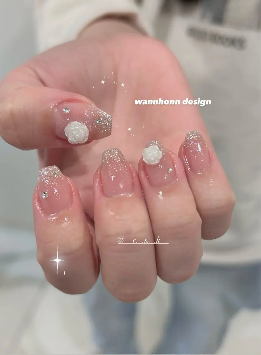 ネイル チークネイル クリアネイル フレンチネイル ジェルネイル ガーリー 🎀チーク/ちゅるん 🫧chisa🎀のネイルデザイン