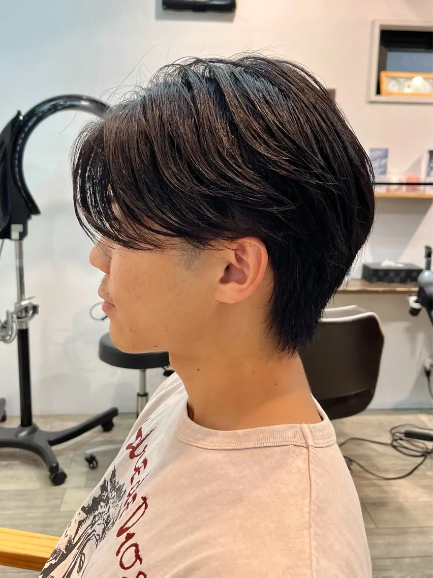 ミディアム メンズ カット トリートメント フェード/韓国 原宿👑レンのヘアスタイル