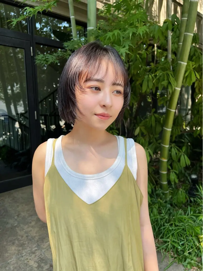 ショート カラー 切りっぱなしボブ ボブレイヤー ボブ レイヤーカット メンズヘア/大人男子 /ナチュラルのヘアスタイル