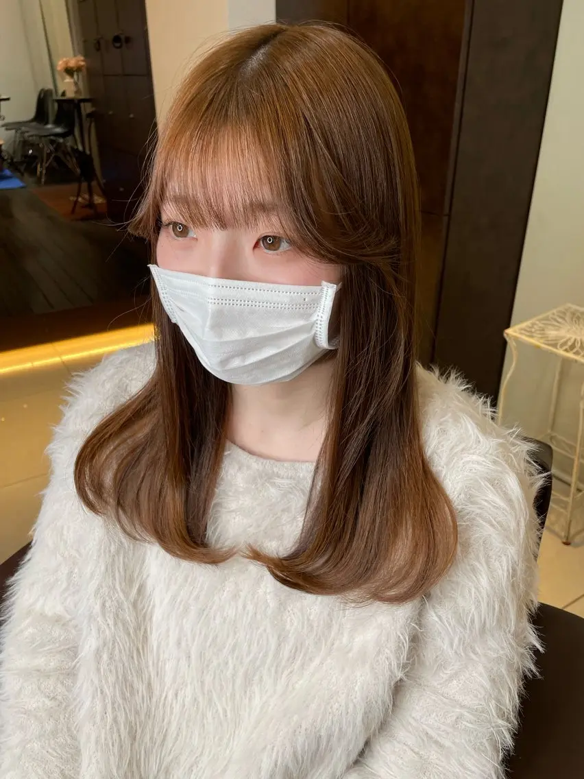 ミディアム カラー 🤎韓国ヘア ベージュ まゆか🤎のヘアスタイル