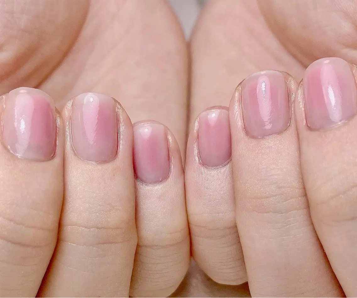 ネイル ブルー チークネイル ピンク ショートネイル ハンドネイル Nail Salon K 🧸美爪育成のネイルデザイン