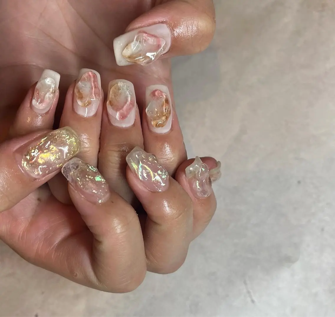 ネイル 持ち込み ぷっくりネイル フリーランス¨̮⃝ ネイリストOKADAのネイルデザイン