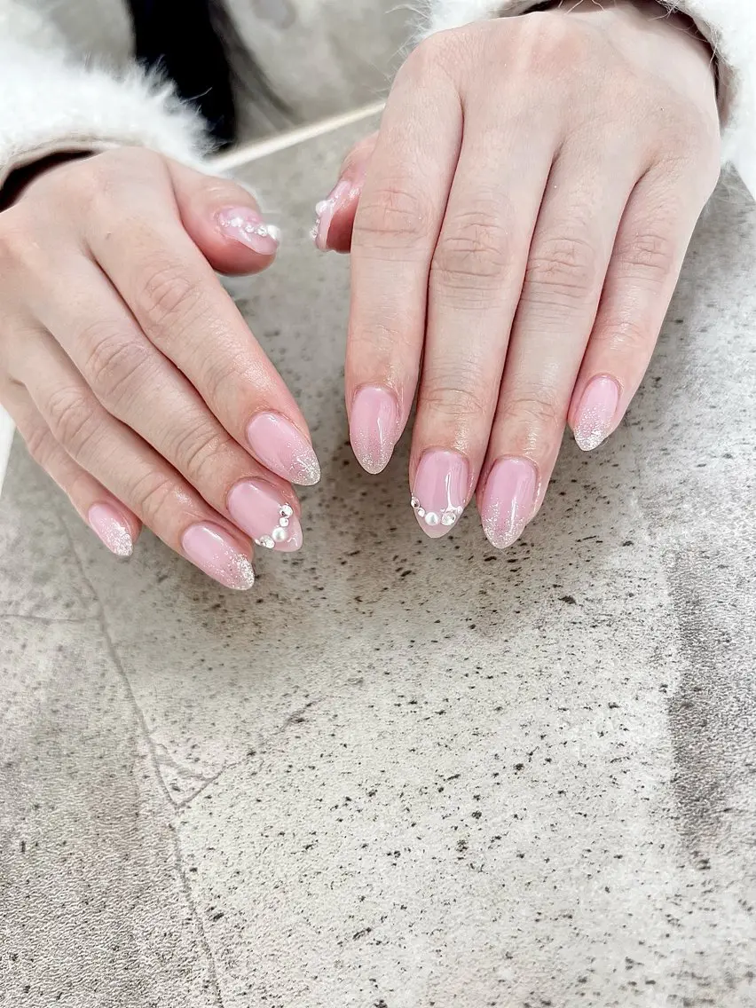 ネイル ラメ(グリッター) 持ち込み ストーンネイル Maison Calin manaのネイルデザイン
