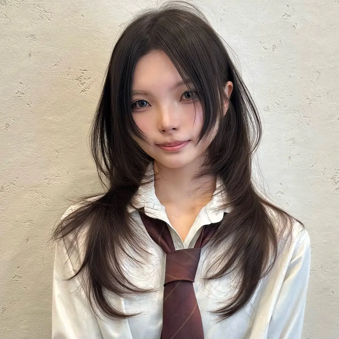 セミロング カット ヘアカラー トリートメント 🌹ハッシュカット、 レイヤー韓国ヘア🌹のヘアスタイル
