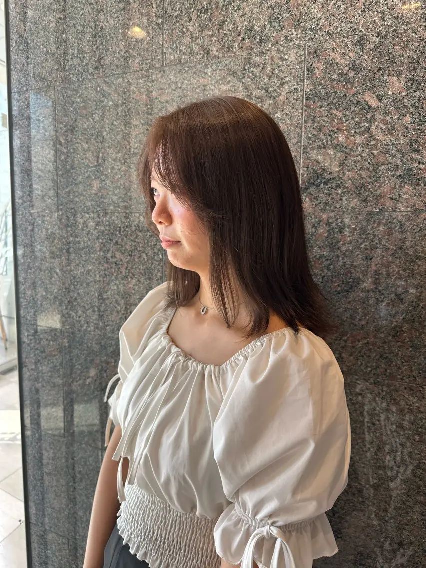ミディアム カラー ヘアカラー ✨酸性ストレート/ 髪質改善/ケント✨のヘアスタイル
