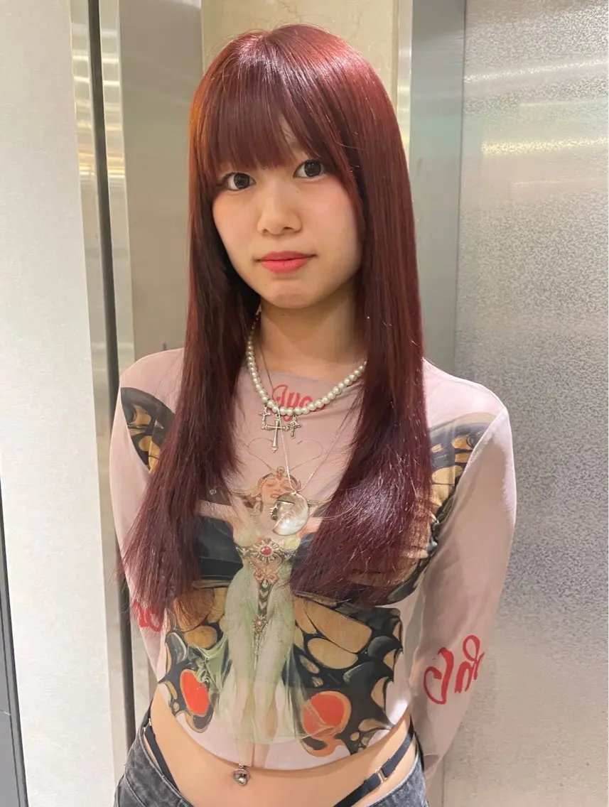ロング カラー レッドカラー ニュアンスパーマ /ボブパーマriseのヘアスタイル