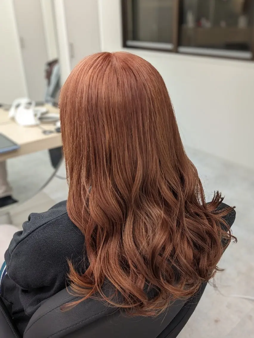 ロング カラー ブリーチ オレンジ ピンクカラー トリートメント ✨デザインカラー✨ 中澤秀章のヘアスタイル