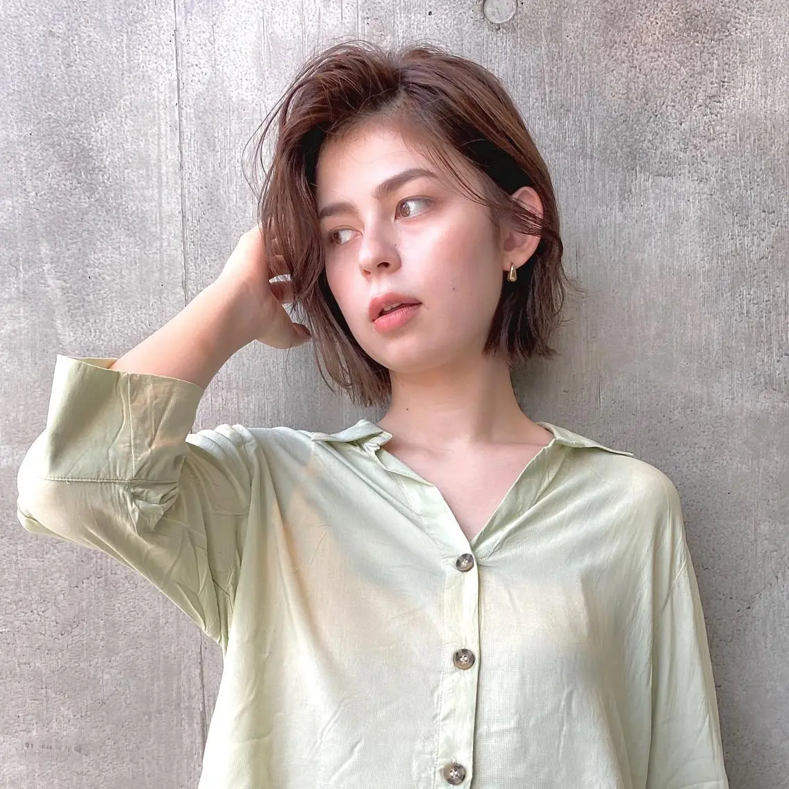 ミディアム カラー パーマ ヘアアレンジ グレージュ ボブ かきあげバング カット ヘアカラー トリートメント ヘッドスパ 【ダメージレス施術】 【透明感】北村 拓也のヘアスタイル