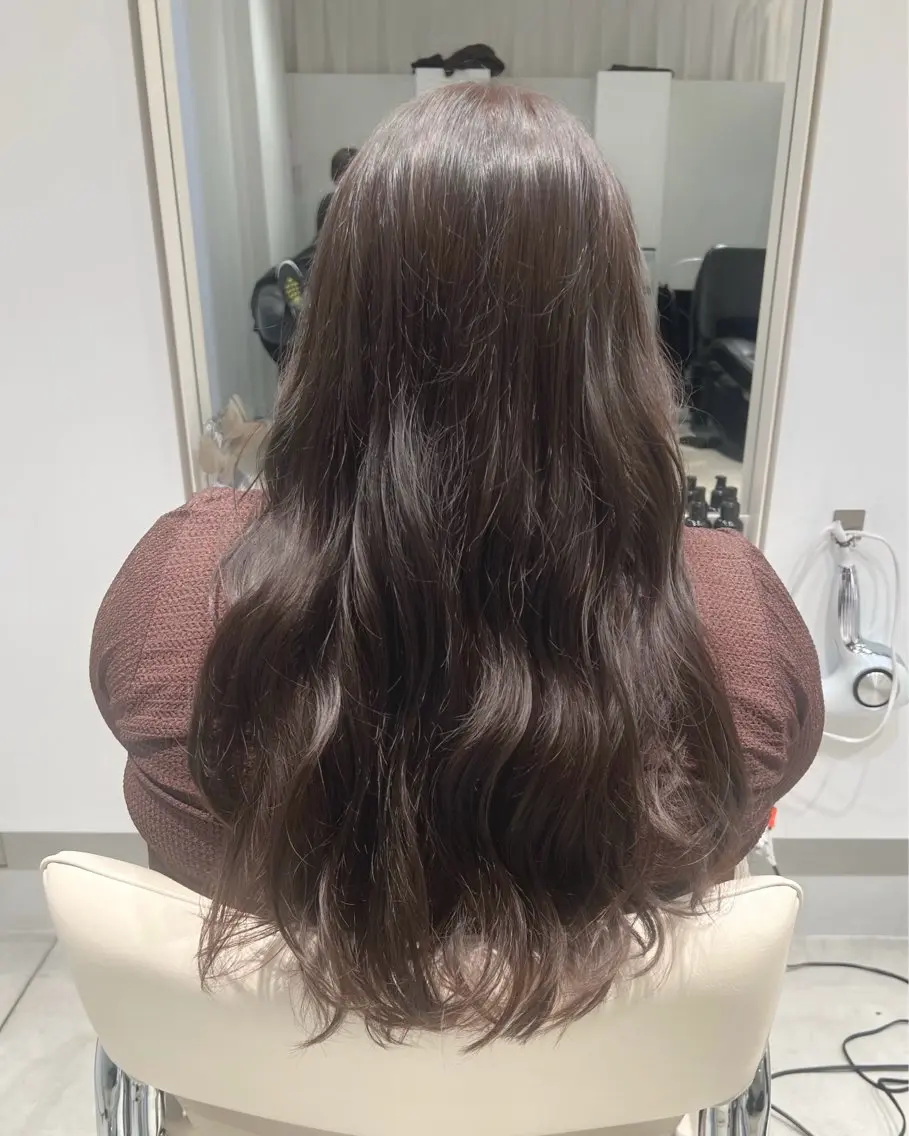 ロング カラー 透明感カラー グレージュ カット ヘアカラー トリートメント ヘッドスパ ヘアセット 艶くすみカラー ‎/縮毛/川添桃花‎のヘアスタイル