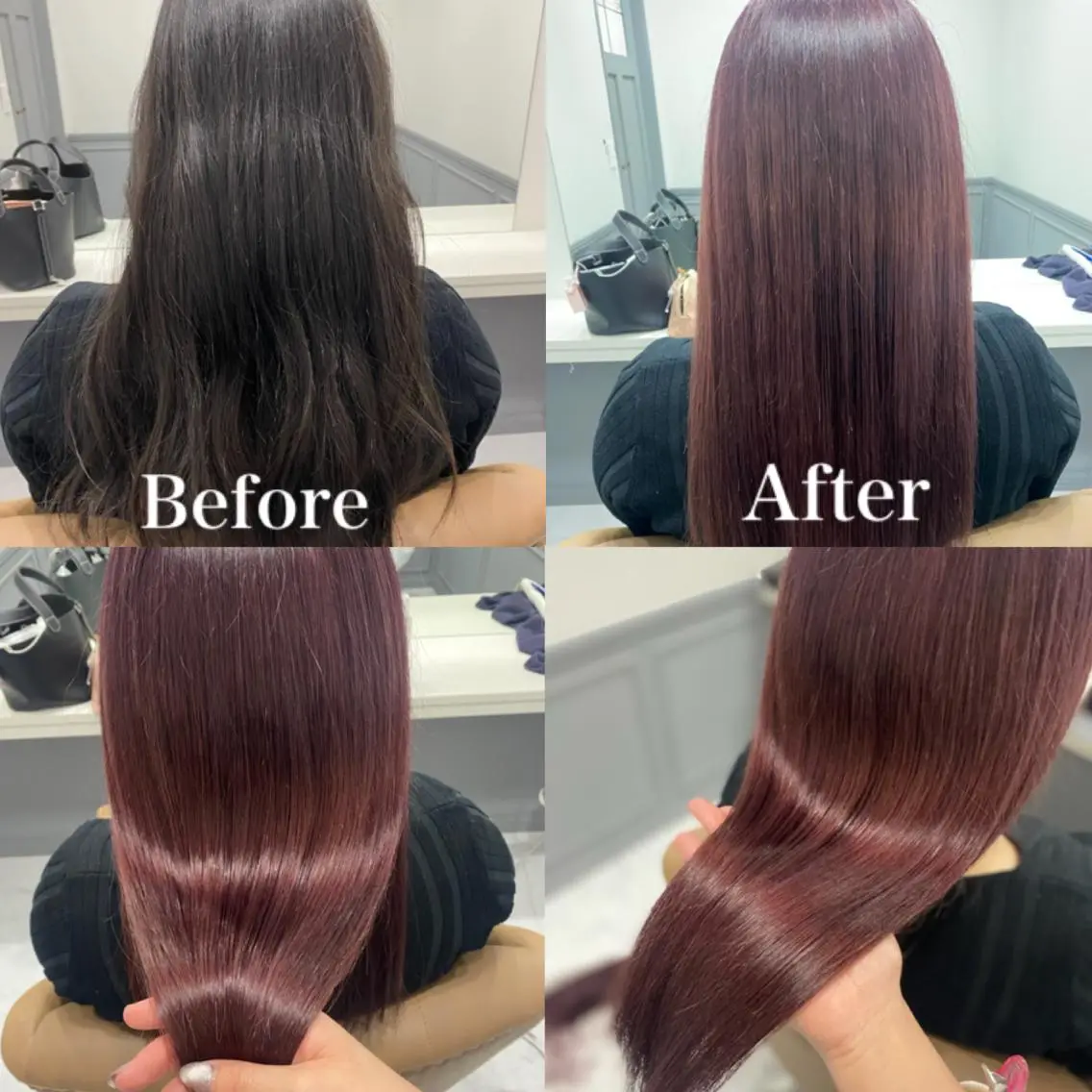 ロング カラー ブリーチ 透明感カラー イルミナカラー ピンクカラー バイオレットカラー ヘアカラー トリートメント 髪質改善×矯正🫧 韓国ヘアasamiのヘアスタイル