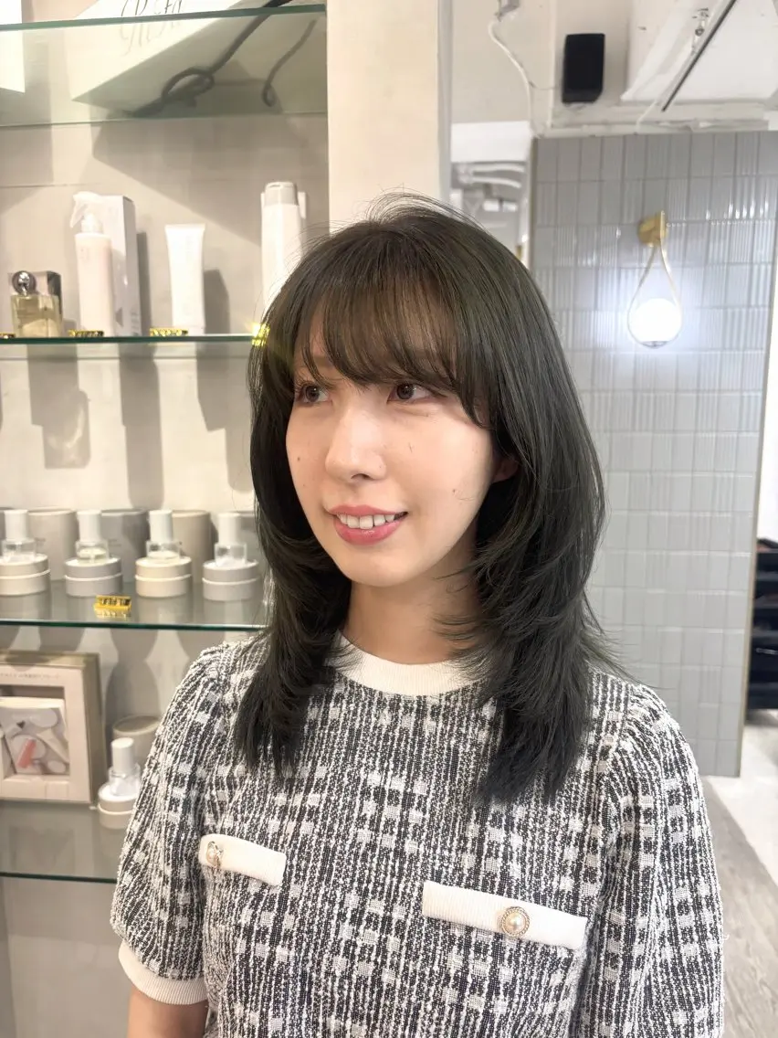 カラー カット ヘアカラー トリートメント レイヤーカット🍒韓 国ヘア🍒ひかりのヘアスタイル