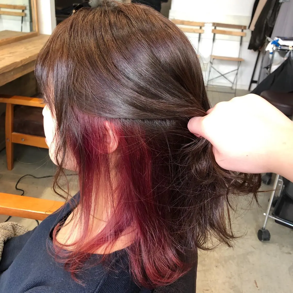 セミロング カラー 藤原 ちひろのヘアスタイル
