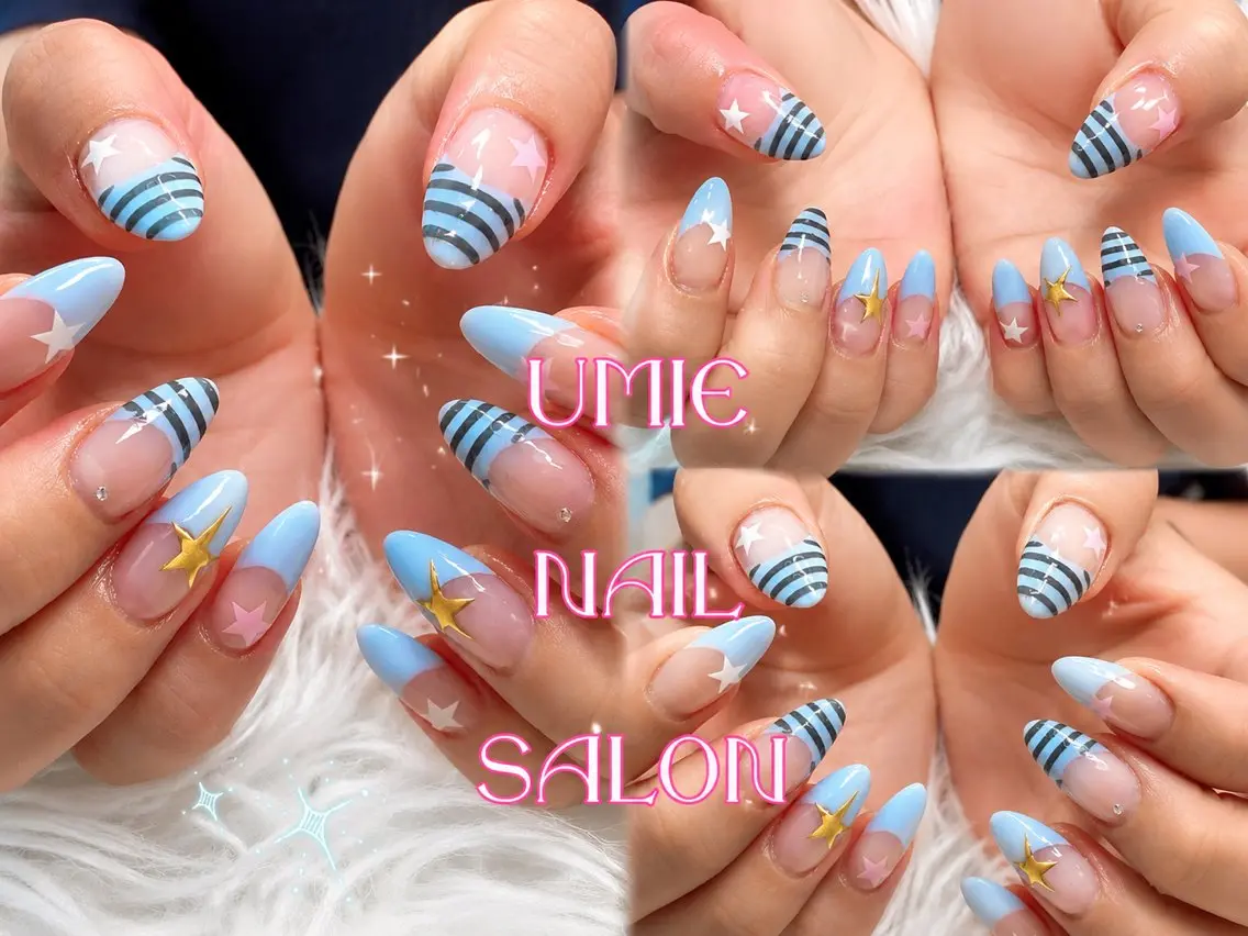 ネイル フットネイル フレンチネイル グラデーション キラキラネイル 韓国ネイル UMIE NAIL SALONのネイルデザイン