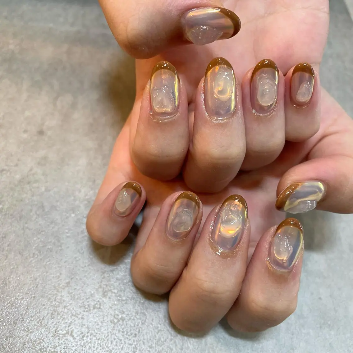 ネイル オーロラネイル フレンチネイル ラメ(グリッター) Nail Salon Gummi.のネイルデザイン