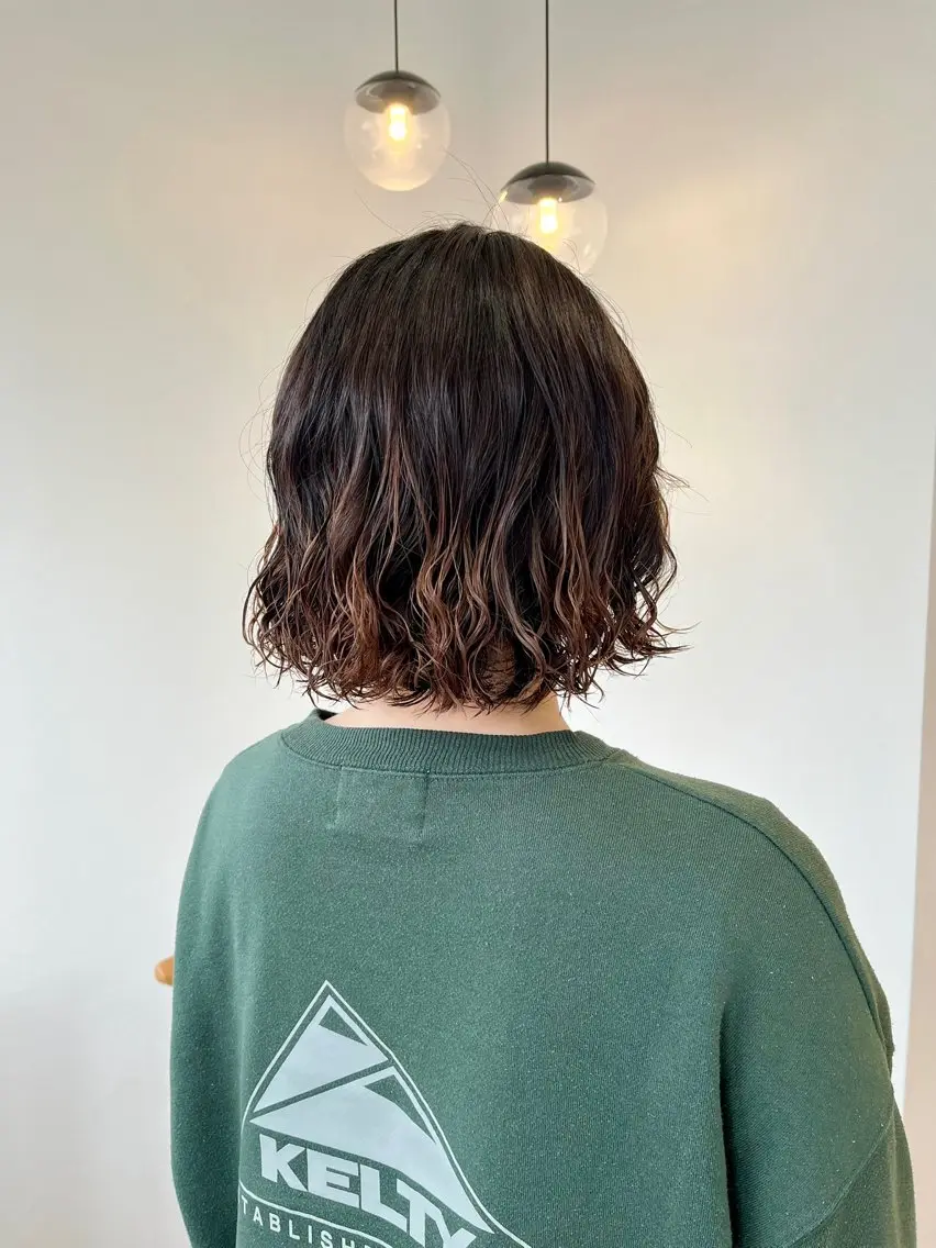 ショート パーマ ボブ カット パーマ トリートメント 葉田 綾乃のヘアスタイル