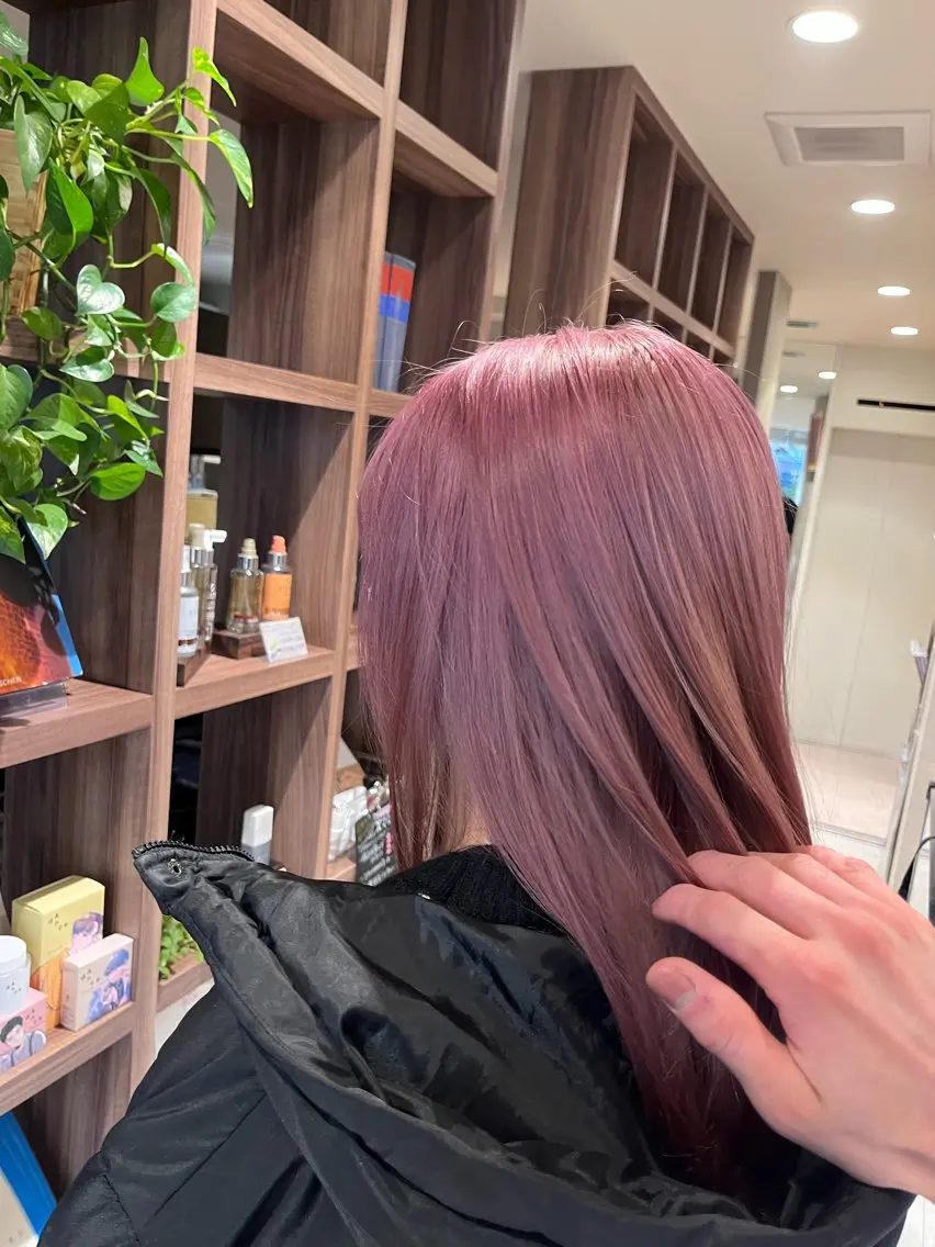 セミロング カラー ベージュカラー ピンクカラー ピンクベージュ dogstar小林諒 パーマ/レイヤーのヘアスタイル