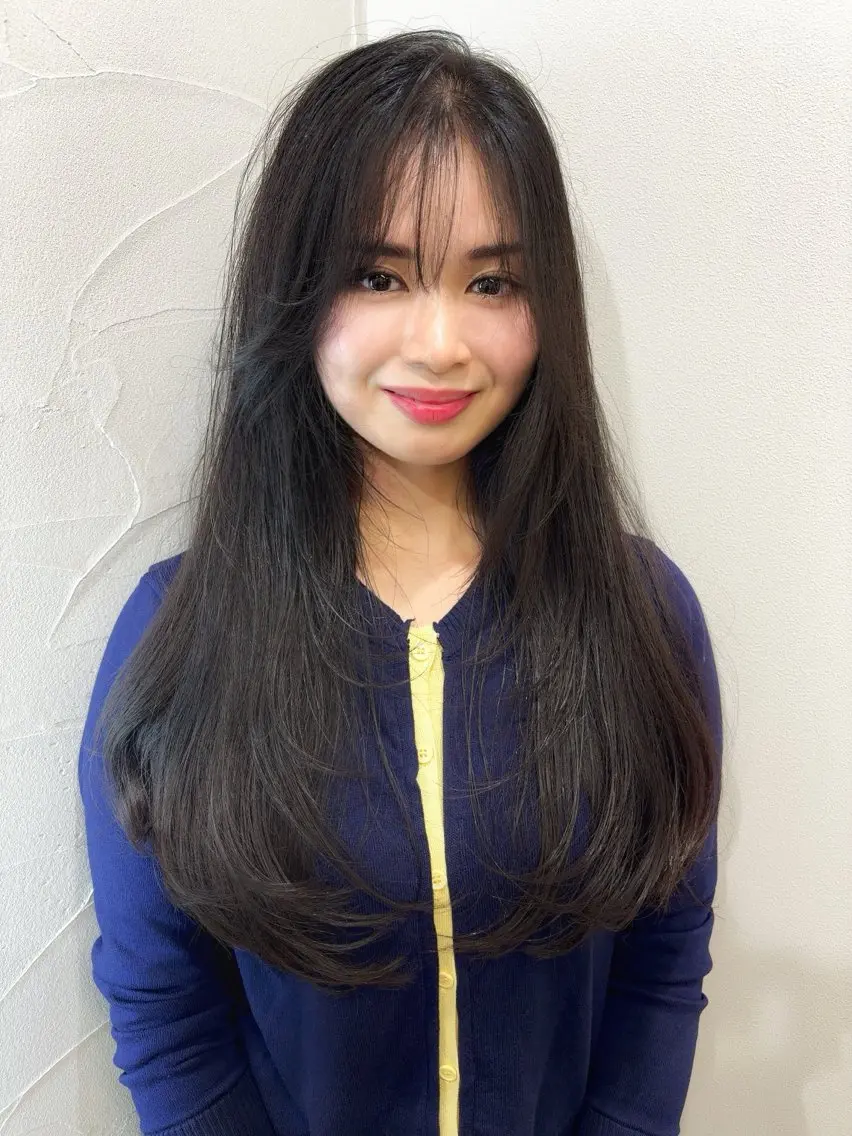 ロング カラー ヘアアレンジ 透明感カラー くびれヘア 顔まわりレイヤー 顔周りカット 韓国風ヘア カット ヘアカラー トリートメント ヘッドスパ ヘアセット 二ヶ月綺麗なデザイン カット/星野六三四のヘアスタイル