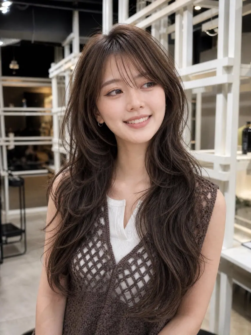 ロング カット ヘアカラー 恵比寿韓国レイヤー× 艶透明感カラー大場のヘアスタイル