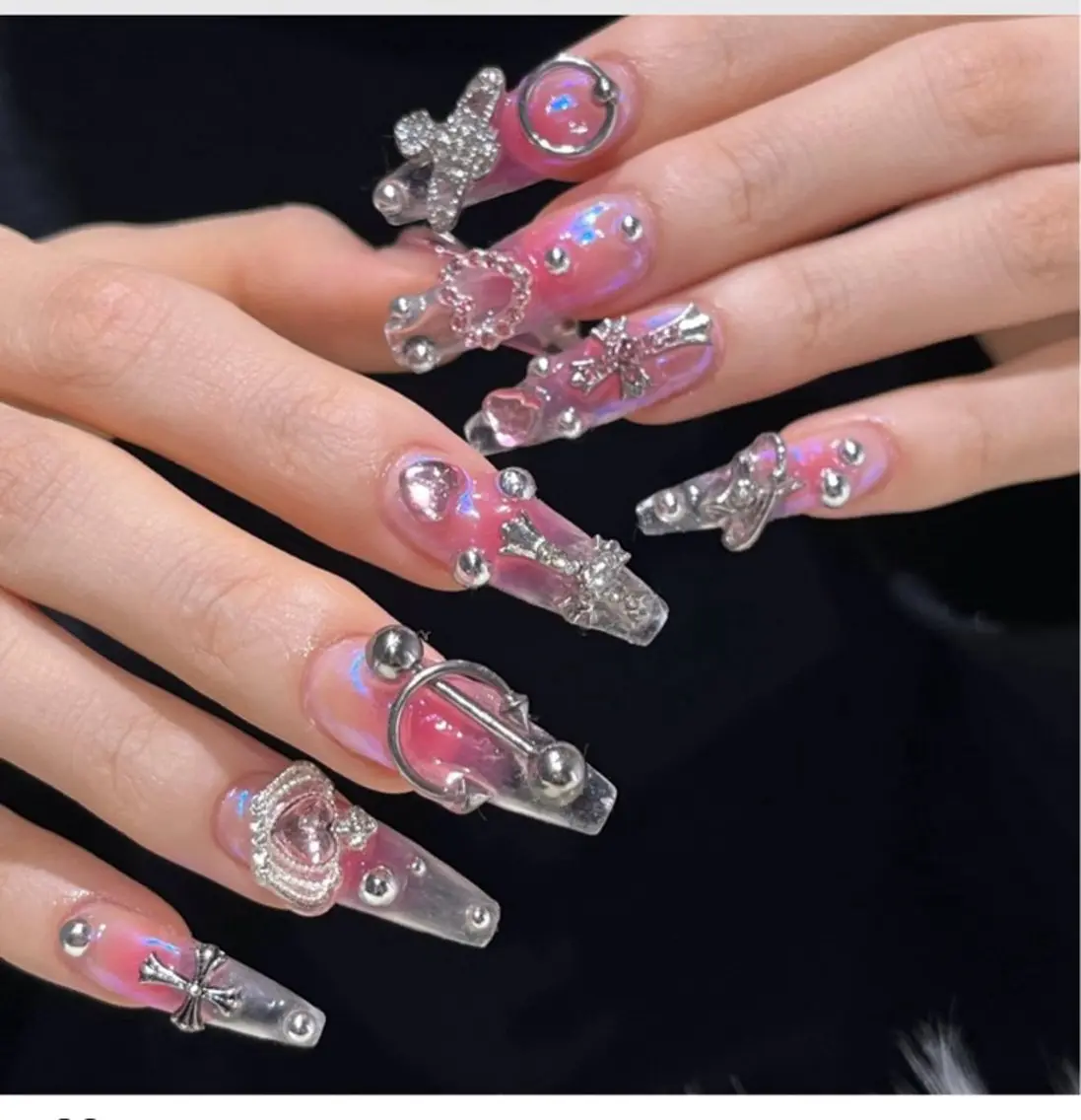 ネイル フレンチネイル ジェルネイル ガラスフレンチ ハロウィン ハート ハンドネイル H.baby Nail Salonのネイルデザイン