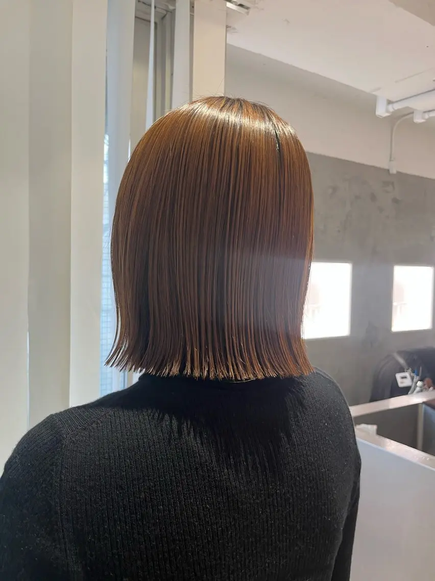 ミディアム カット ヘアカラー トリートメント 大人カラー✳︎ボブ 横関由美のヘアスタイル