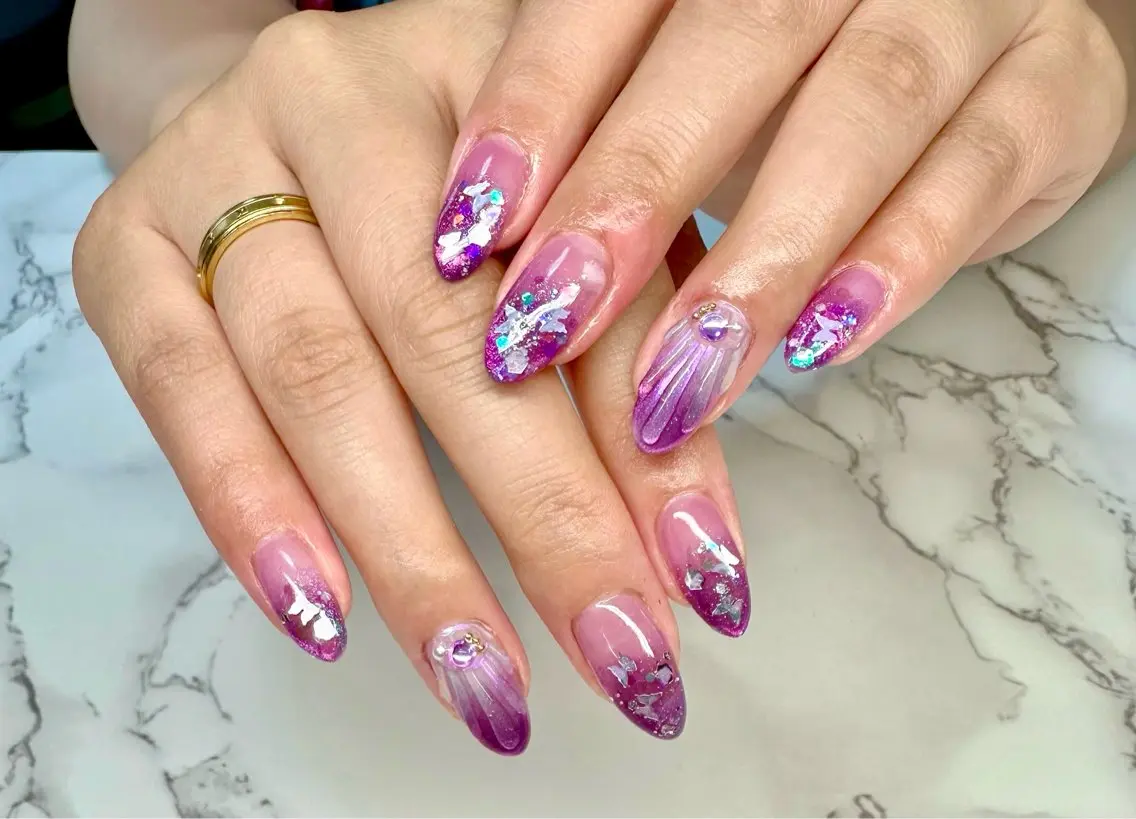 ネイル マグネットネイル ニュアンスネイル ワンカラーネイル 夏ネイル Mai’s nailのネイルデザイン