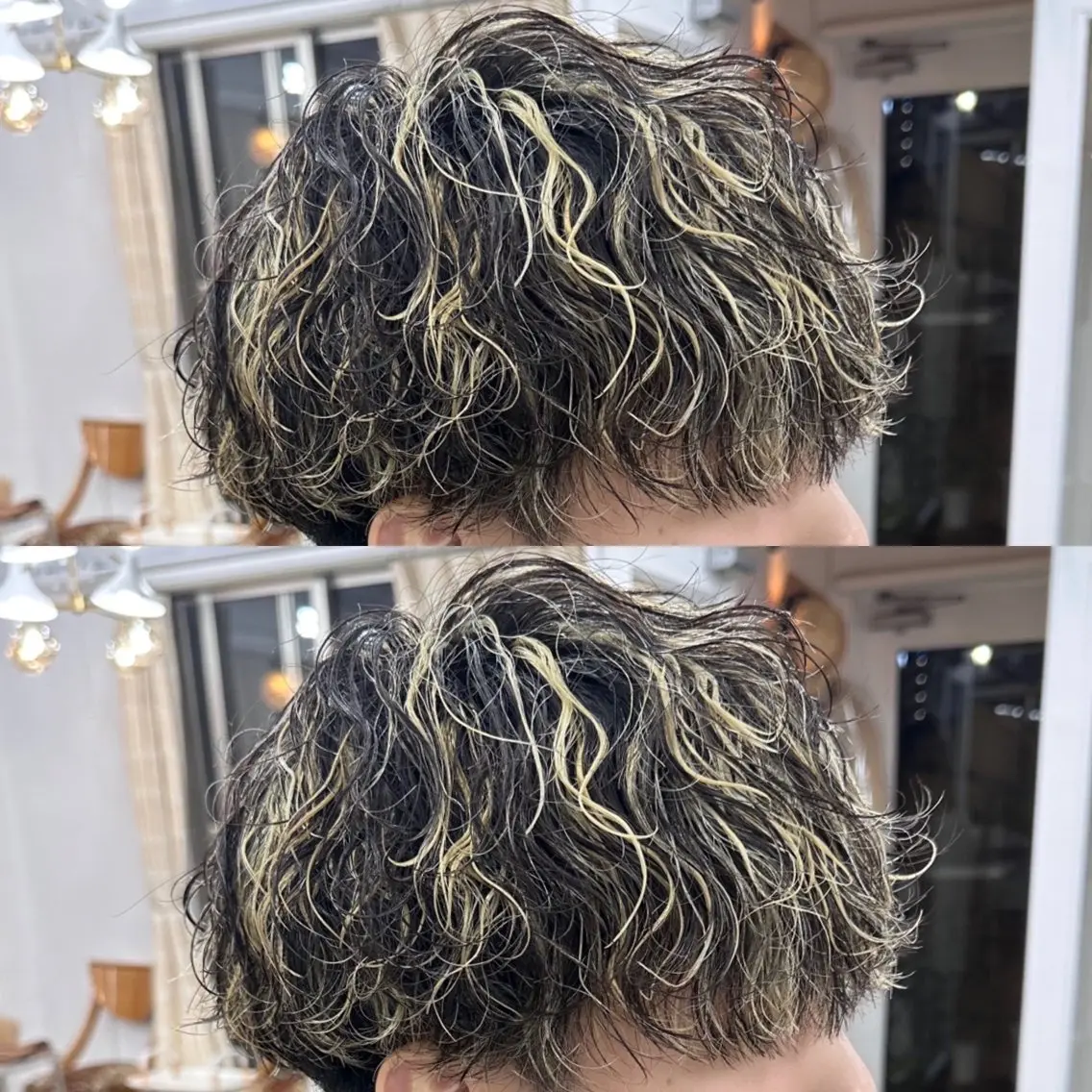 ミディアム カラー パーマ メンズ ミディアムパーマ メンズパーマ 波巻きパーマ スパイラルパーマ メンズ特化✂️ 小枝 優生のヘアスタイル
