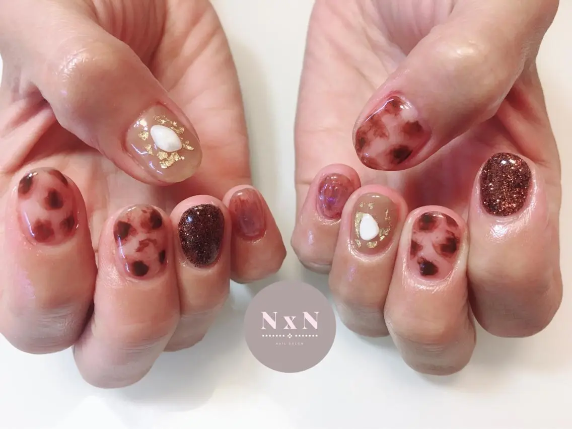 ネイル ブラウン nail salon N×Nのネイルデザイン