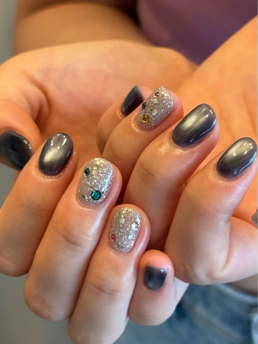 ネイル フラッシュネイル 持ち込み ネイビー ハンドネイル filonnail asukaのネイルデザイン