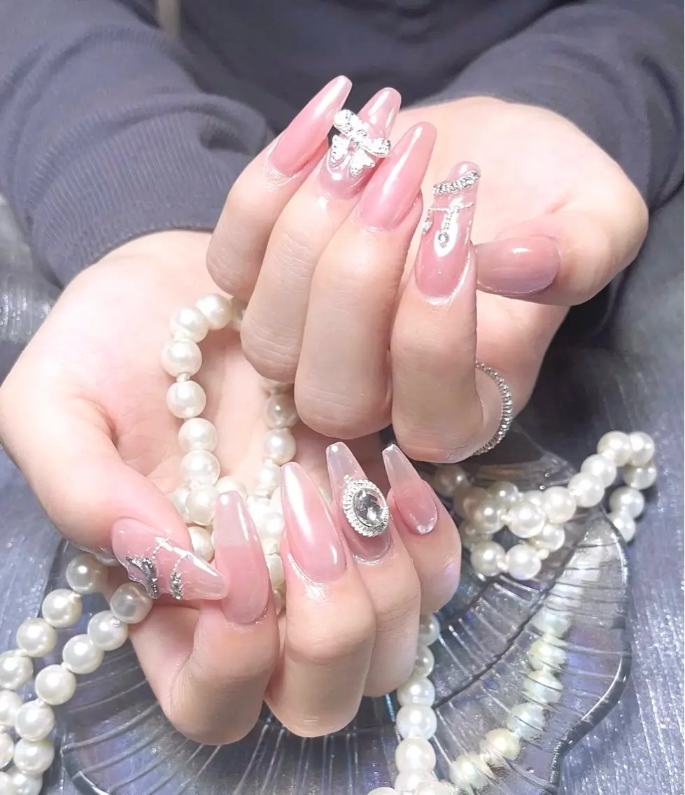 10本チップ長さだし🌻ミラーor オーロラパーツ2個プレゼント🎀の写真