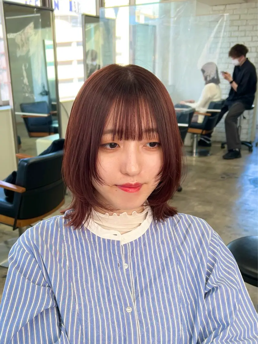 ミディアム カラー ミディアムレイヤー レイヤーカット 【韓国風くびれヘア】 joule小木曽輝のヘアスタイル
