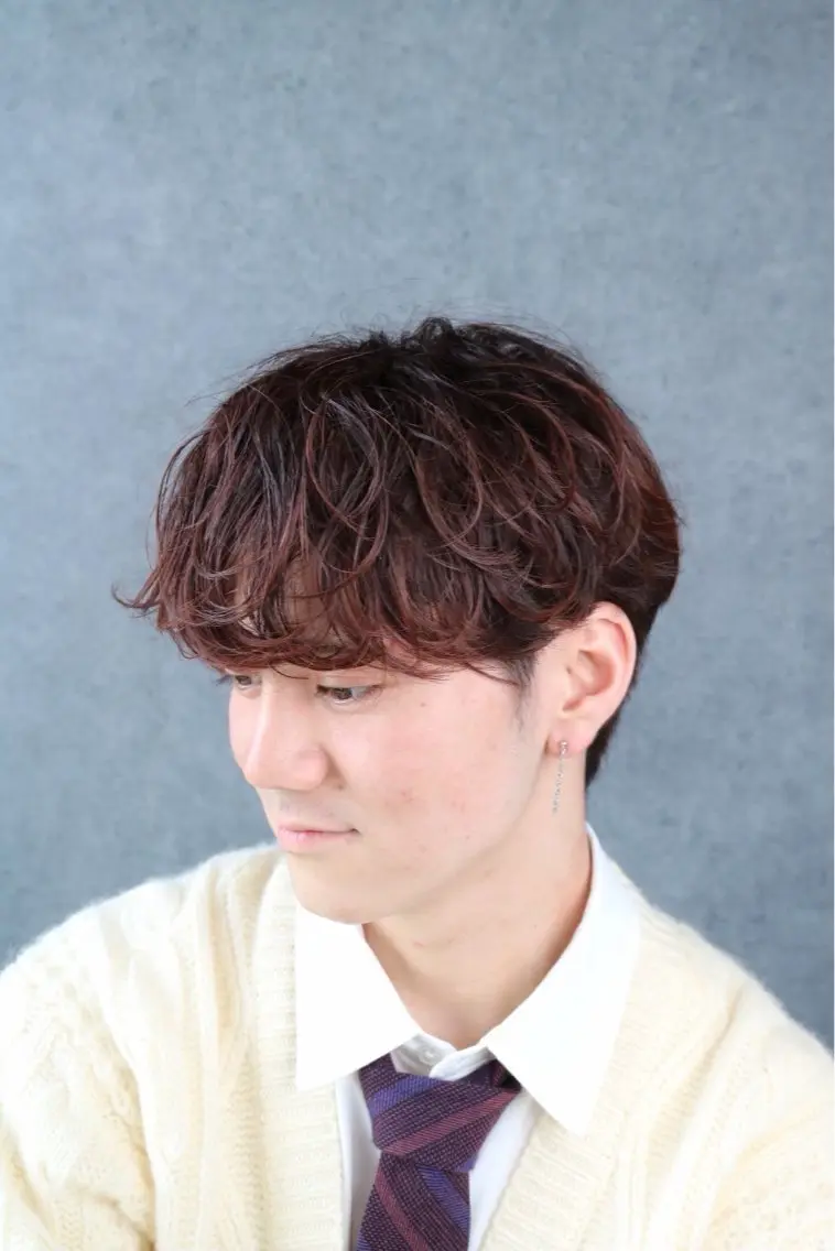カラー メンズ マッシュ ヘアカラー 岩本 達のヘアスタイル