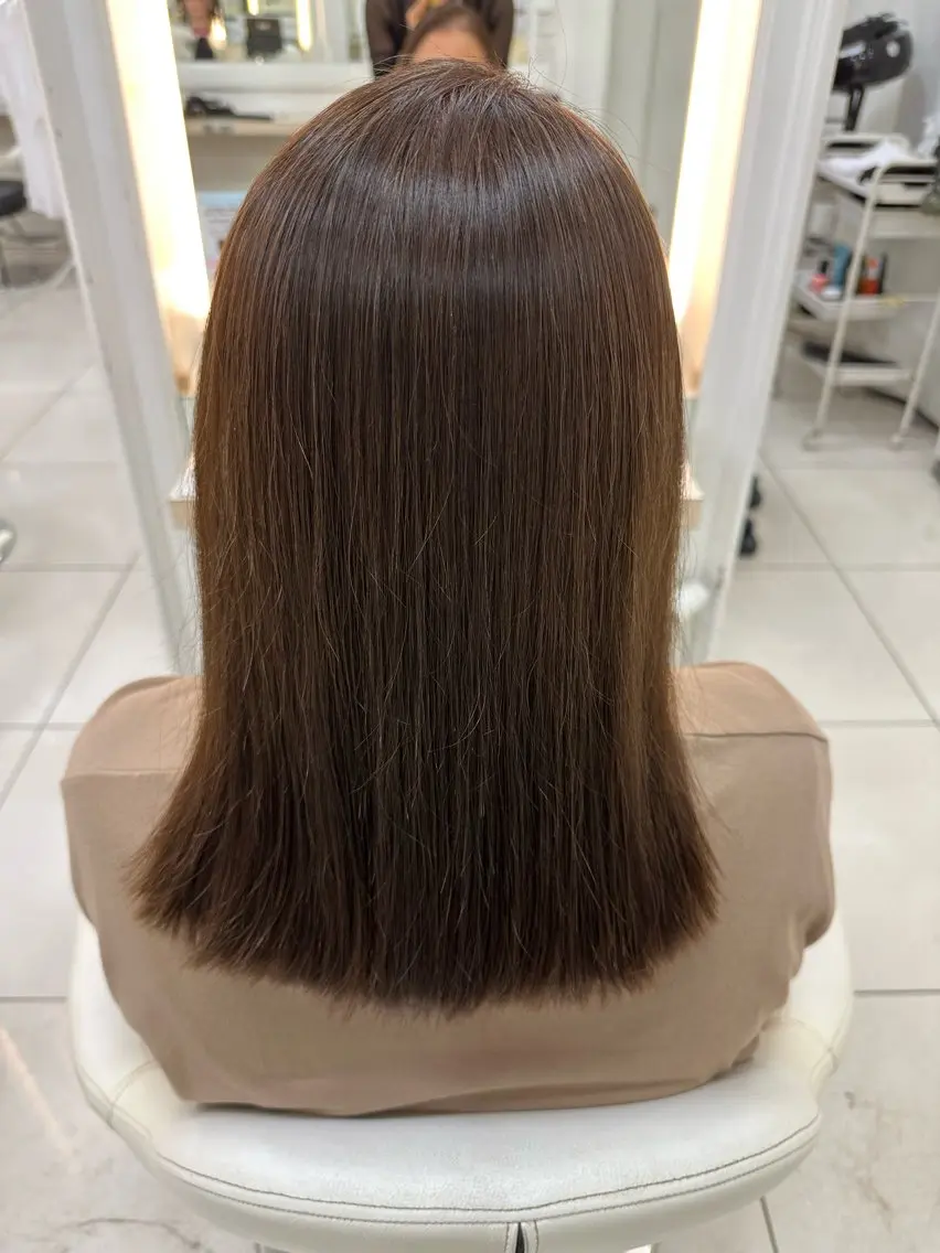 ミディアム パーマ 縮毛矯正 トリートメント カット 縮毛矯正 トリートメント 伊佐 愛のヘアスタイル