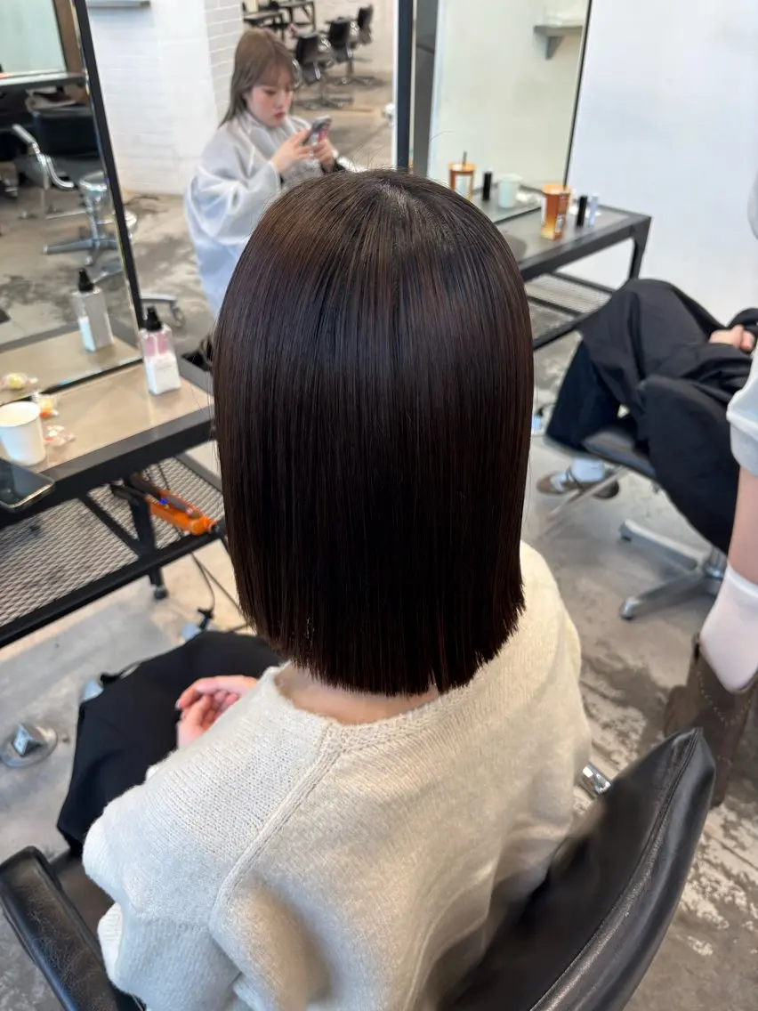 ミディアム カラー 縮毛矯正 トリートメント ダメージレス艶髪 🦋MISAKI🦋のヘアスタイル