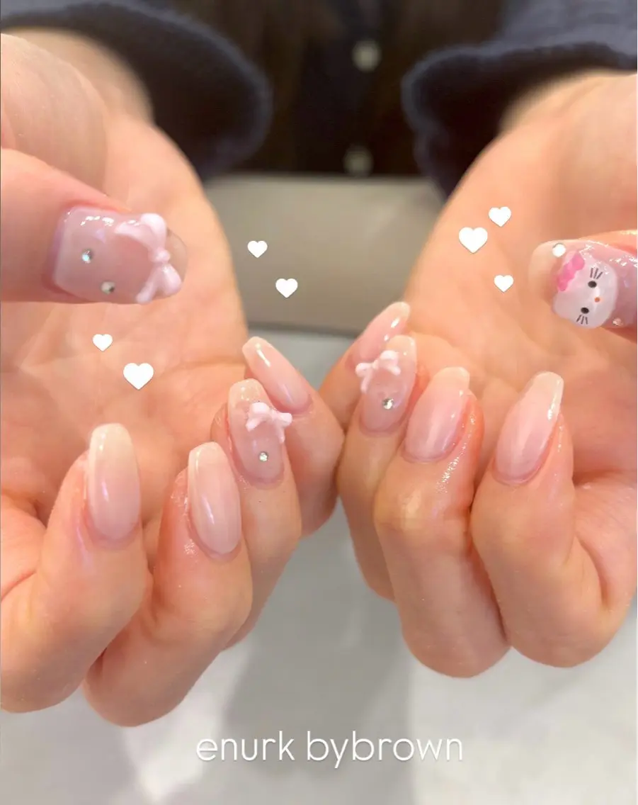 ネイル ピンク リボン シンプルネイル ハンドネイル enurk店 🍋 M I K U  *のその他イメージ