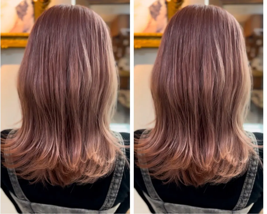 セミロング ヘアカラー 飯星慧斗 /ブリーチ、縮毛矯正のヘアスタイル