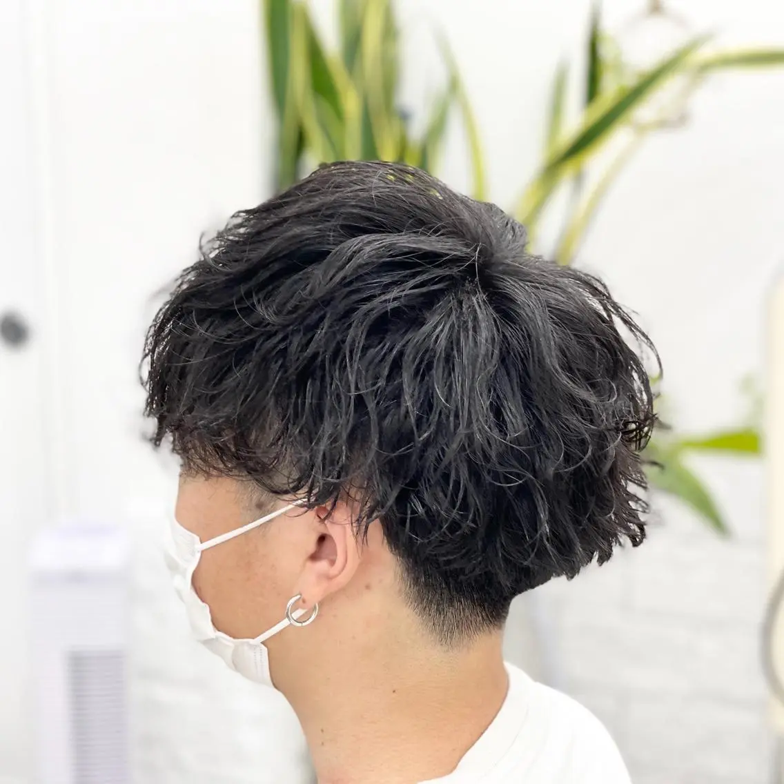 ミディアム パーマ メンズ ハイライト&曲がる 縮毛矯正特化 玉置のヘアスタイル