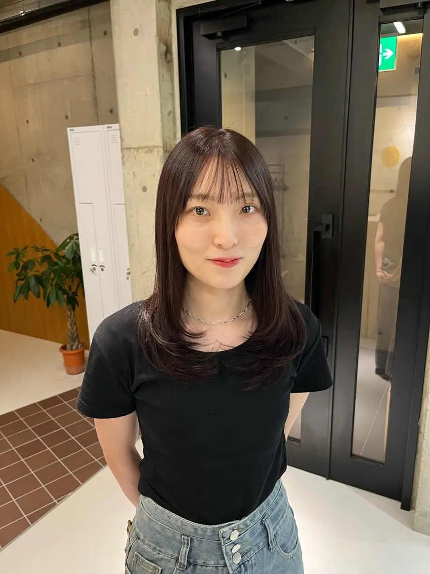 ミディアム ピンクブラウン レイヤーカット カット ヘアカラー トリートメント 髪質改善/レイヤー/ 🐈Yokotaのヘアスタイル