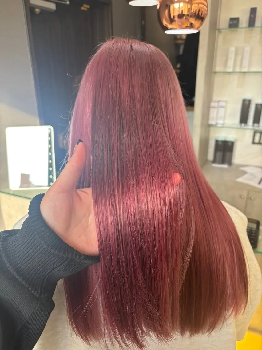 ロング ヘアカラー トリートメント ブリーチなしWカラー ヘアセット菜希のヘアスタイル