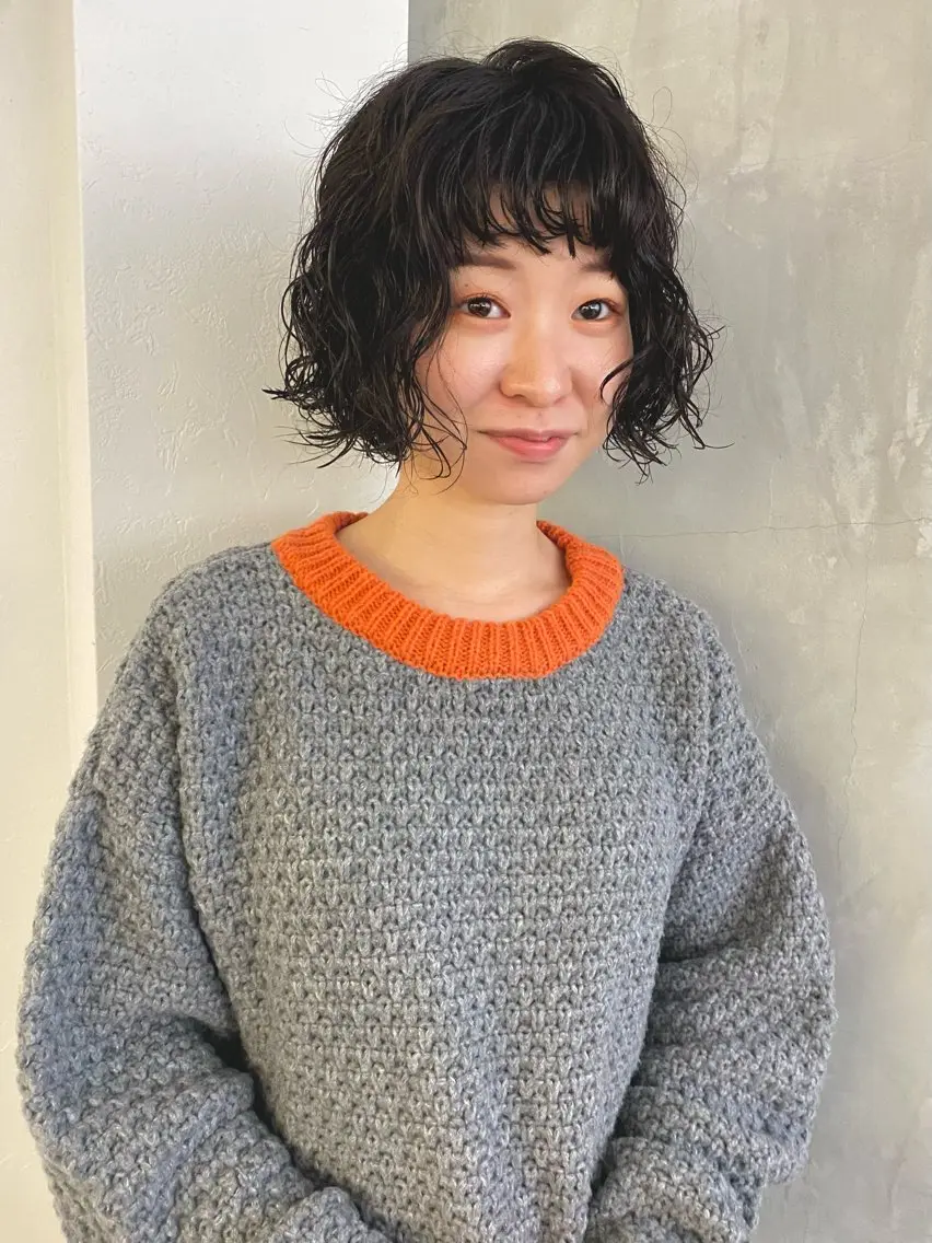 ショート カラー パーマ 森貴裕/ベージュ/ パーマ/オリーブのヘアスタイル