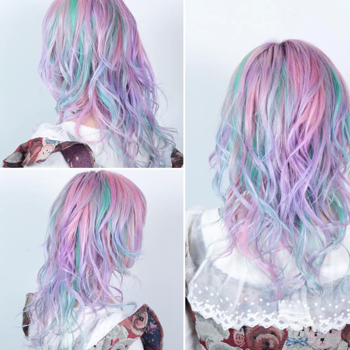 セミロング カラー ヘアアレンジ ブリーチ メッシュ ユニコーンカラー ヘアカラー 今泉 周のヘアスタイル