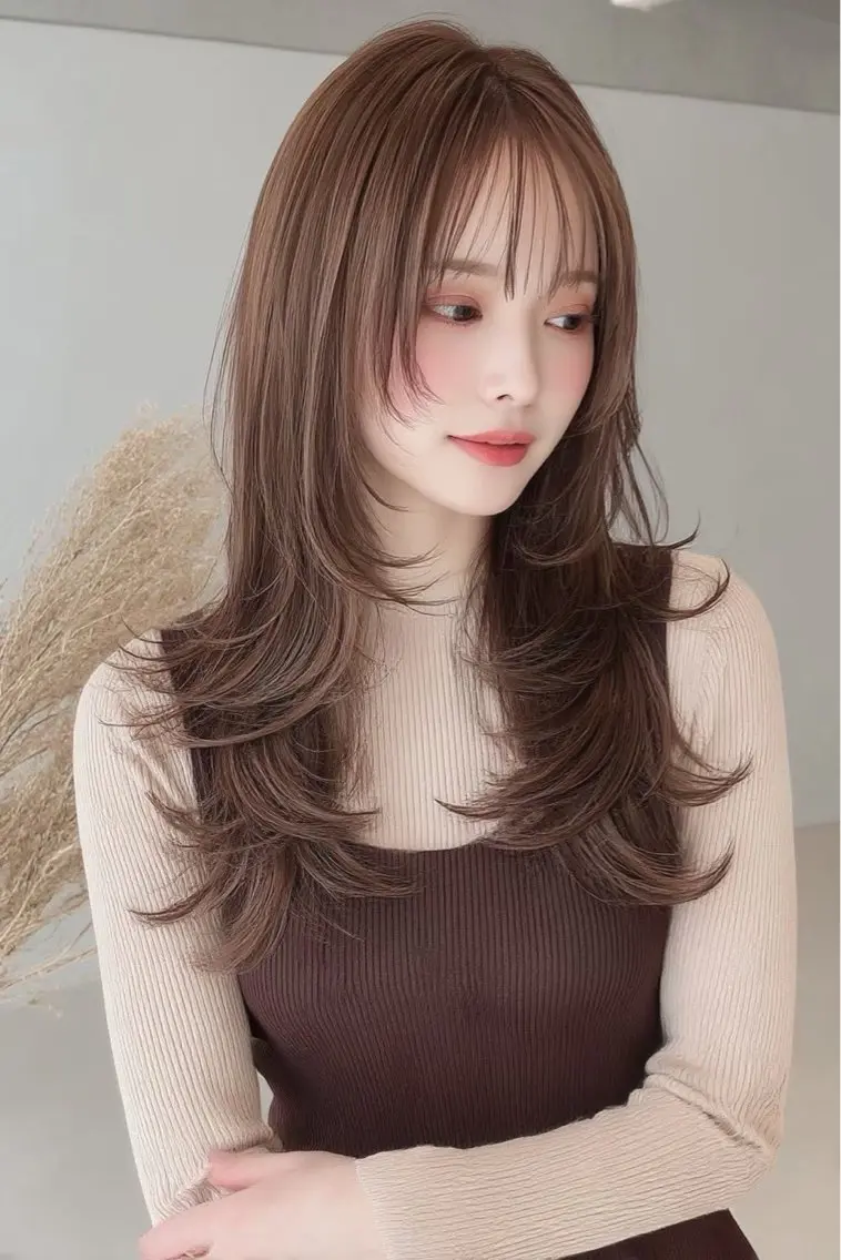 セミロング カラー ヘアカラー 韓国×艶ハイトーンが かわいい✨️リオ🍒のヘアスタイル