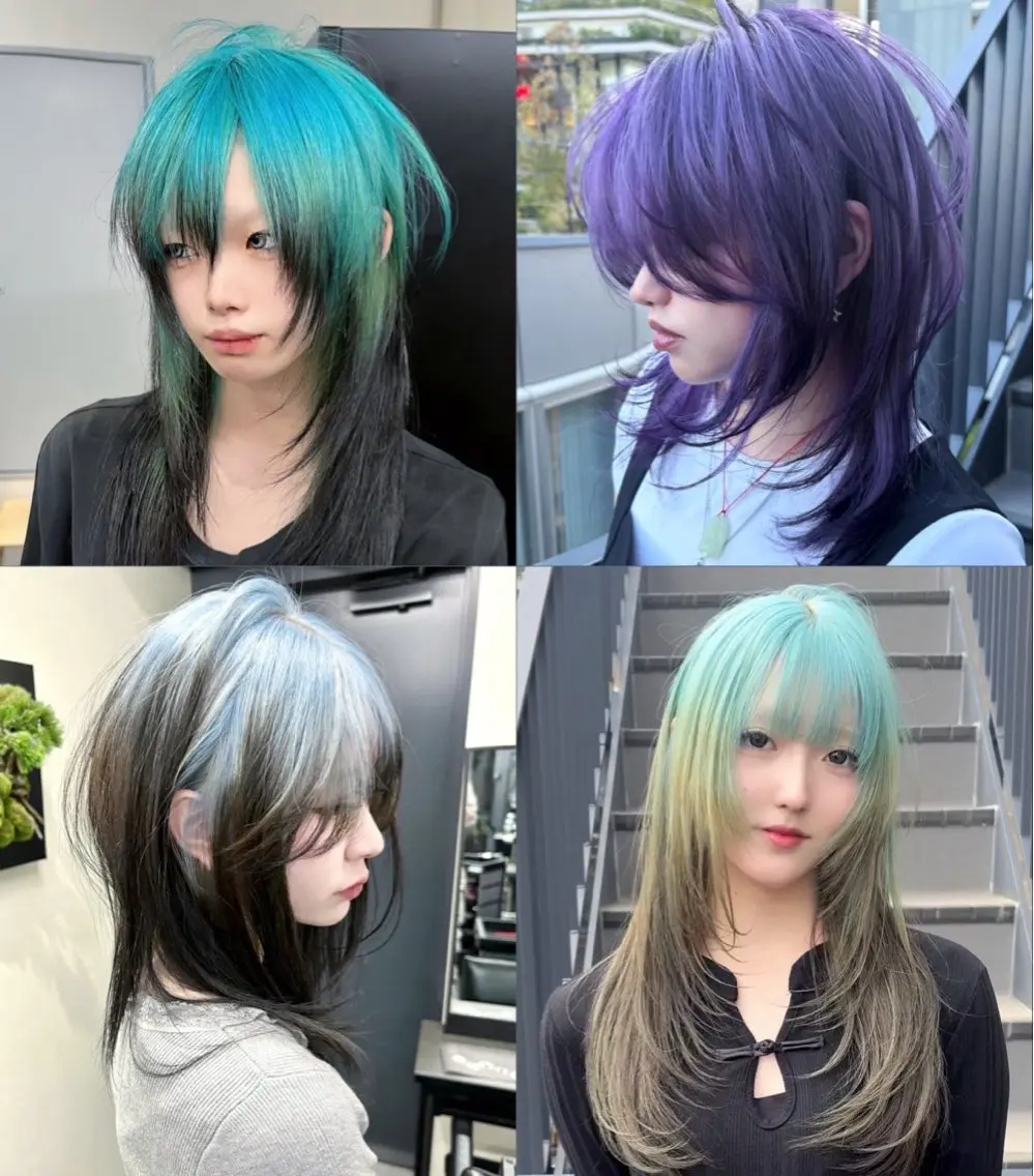 セミロング カラー カット ヘアカラー トリートメント jyui/原宿 ハイトーン/デザインのヘアスタイル