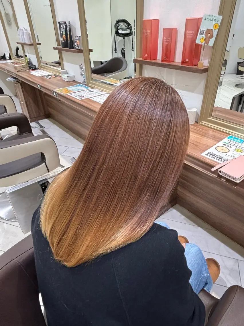 セミロング パーマ 縮毛矯正 カット 縮毛矯正 根本 弥英のヘアスタイル