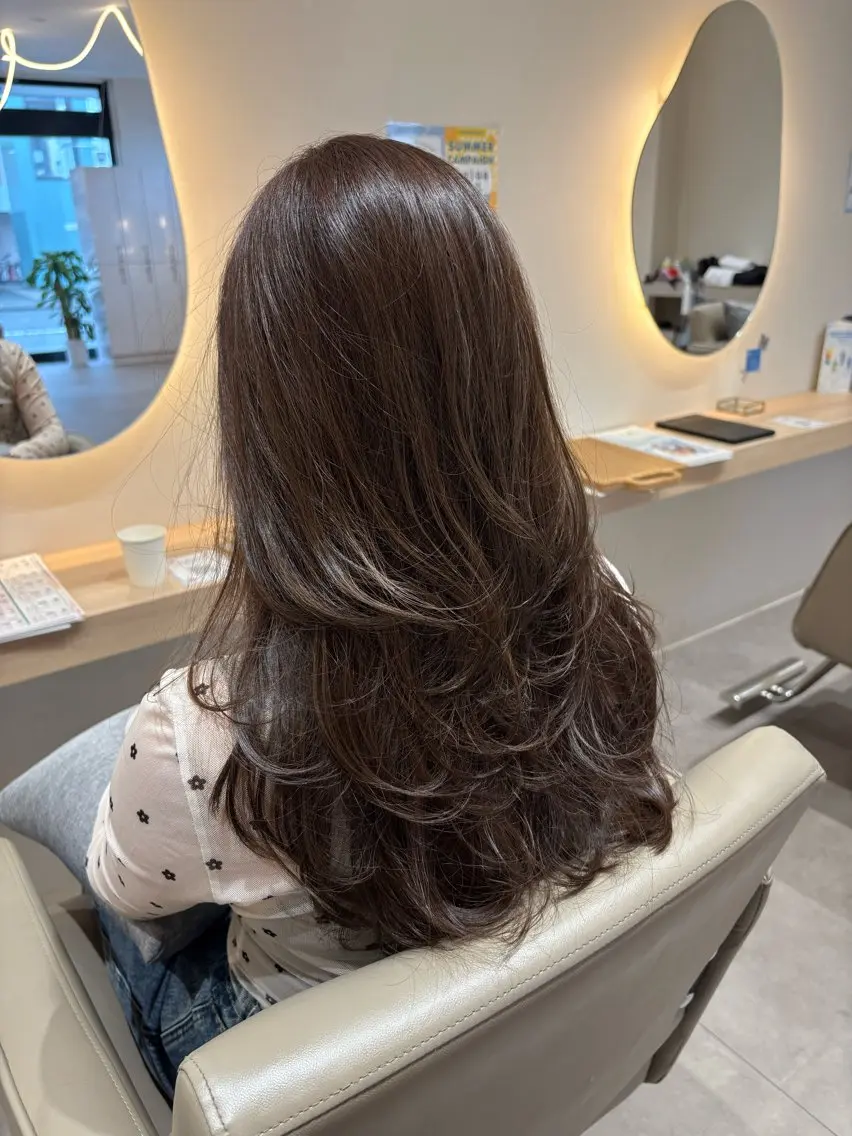 ロング カラー グレージュ ラベンダーカラー ラベンダーグレージュ ラベンダーグレー レイヤーカット カット ヘアカラー レイヤー/透明感/髪 質改善/メンズ/佐藤のヘアスタイル