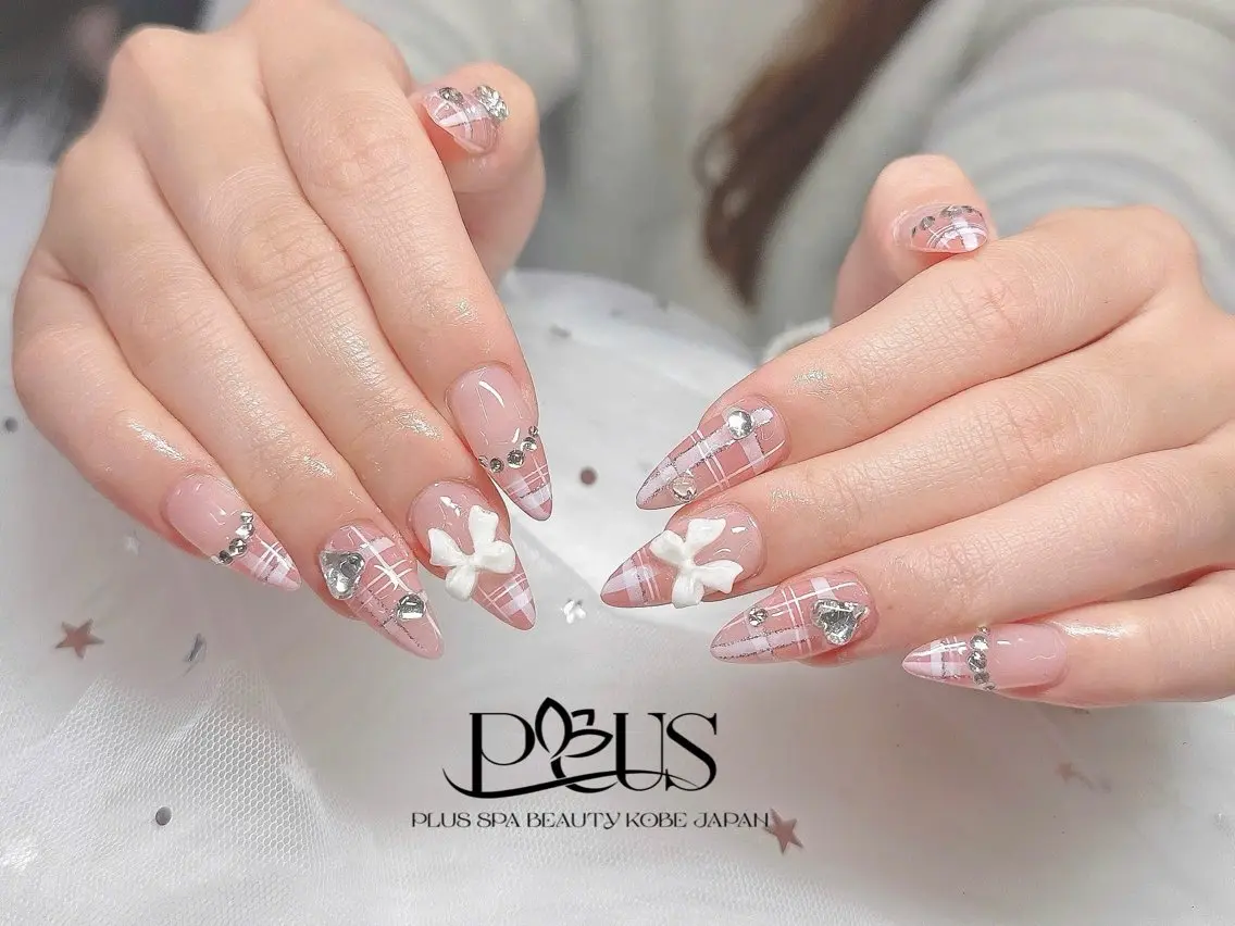 ネイル フレンチネイル 韓国ネイル シンプルネイル ワンホンネイル PLUSSPA HOANGのネイルデザイン