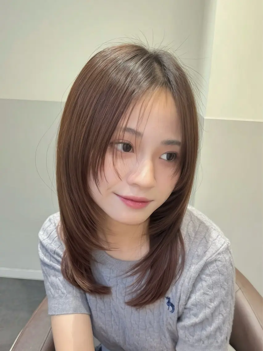 セミロング カラー 透明感カラー 顔周りカット レイヤーカット 🪞韓国風美髪 レイヤー🪞青木のヘアスタイル