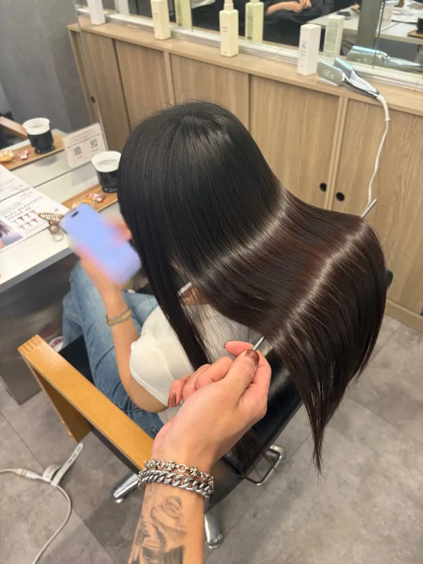 ロング 縮毛矯正 トリートメント 髪質改善矯正/似合わ せ/レイヤー/盛田のヘアスタイル